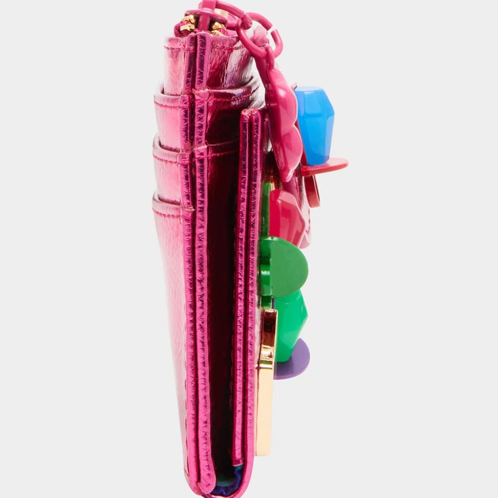 Betsey Johnson Kitsch Ring Pop Through Lick & Thin Bifold Wallet Fuchsia NWT - Picture 4 of 8